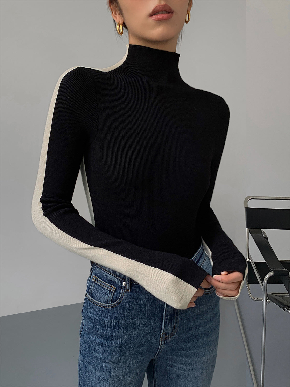 Tabea – Dwukolorowy Dwustronny Top Dzianinowy