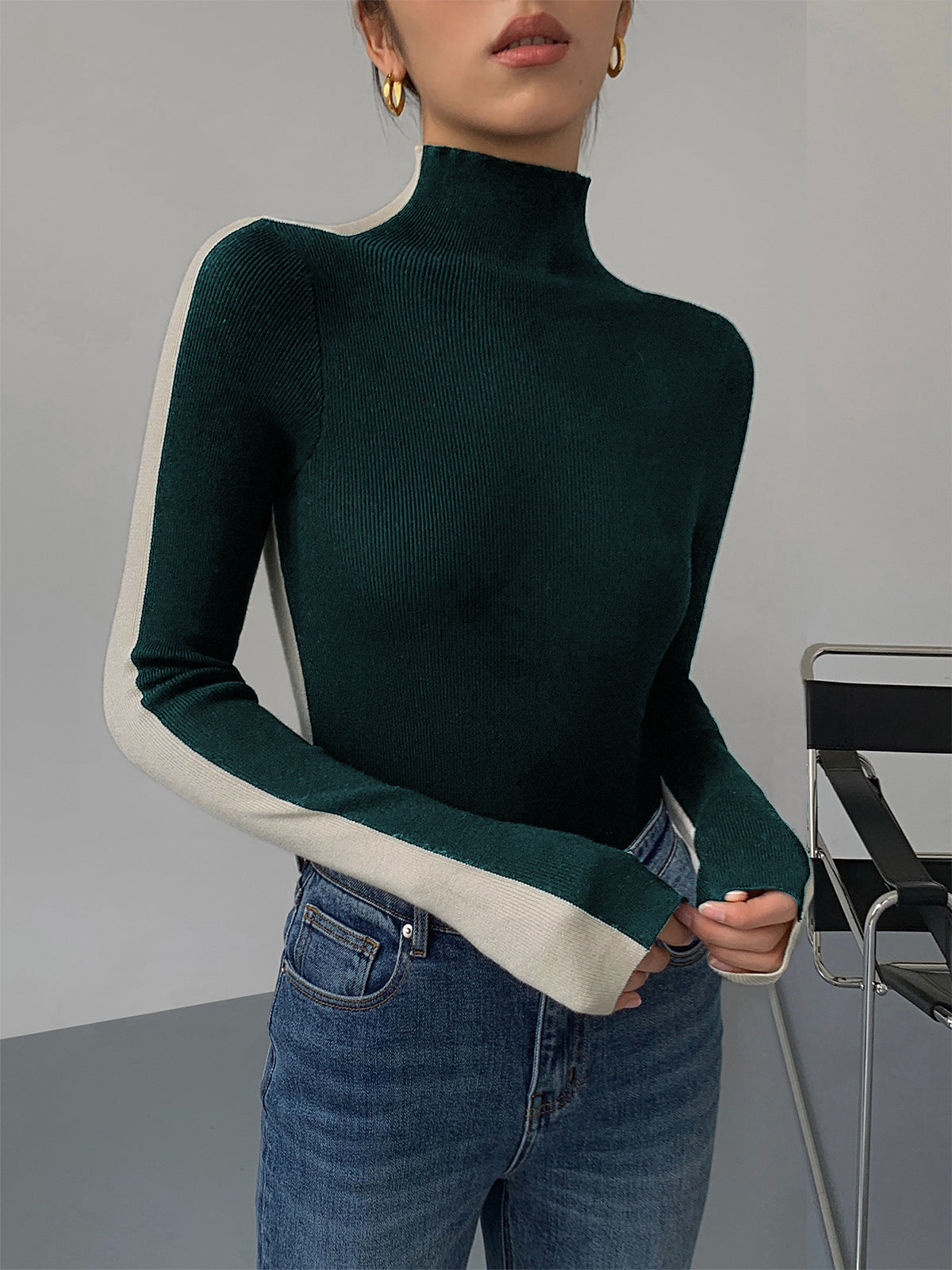 Tabea – Dwukolorowy Dwustronny Top Dzianinowy