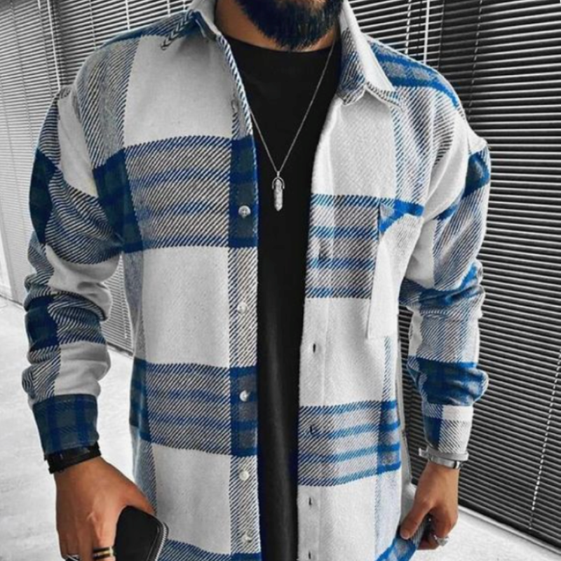 Ben – Męska koszula w kratkę z kieszenią na piersi