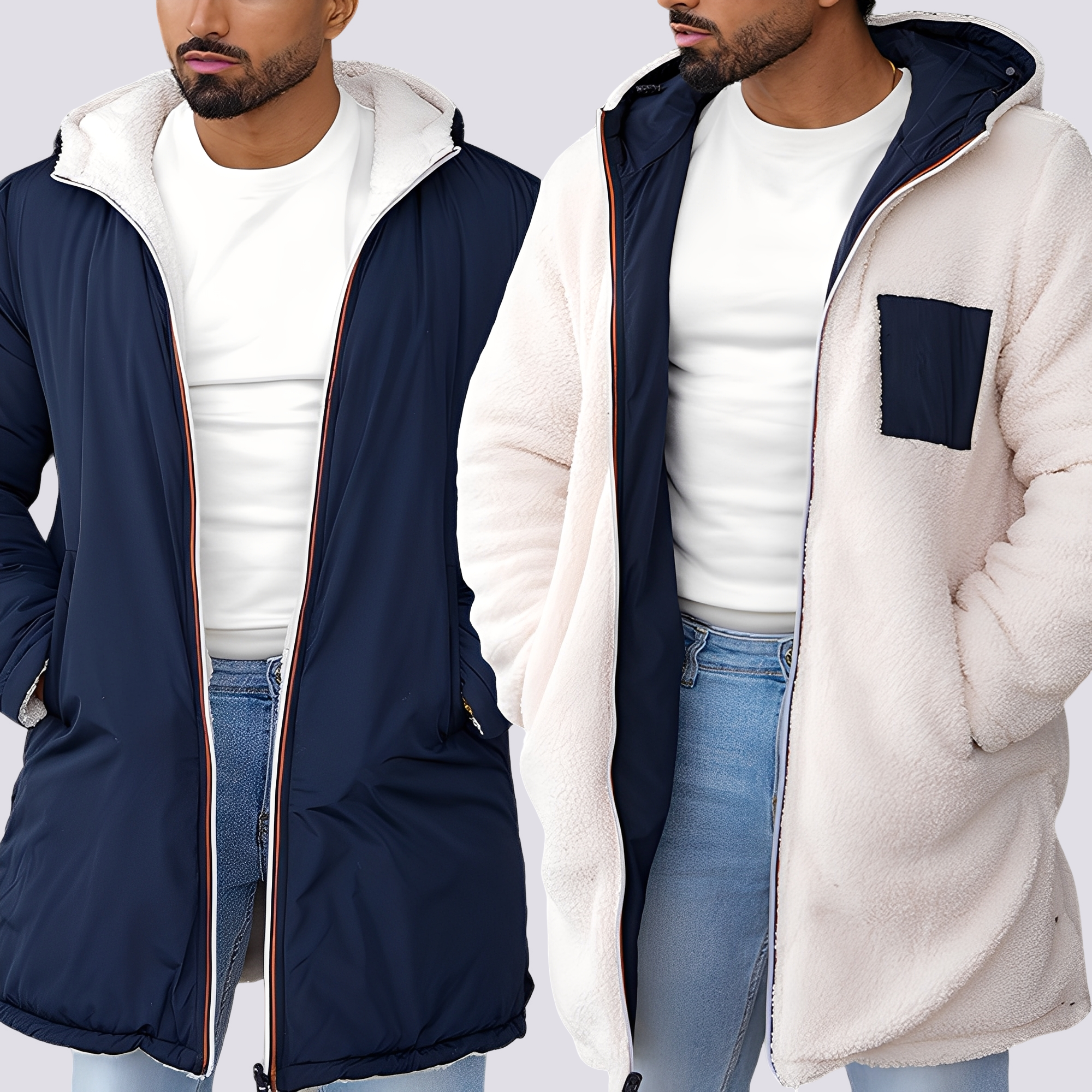 Hubert - Dwustronna, współczesna męska kurtka z kapturem