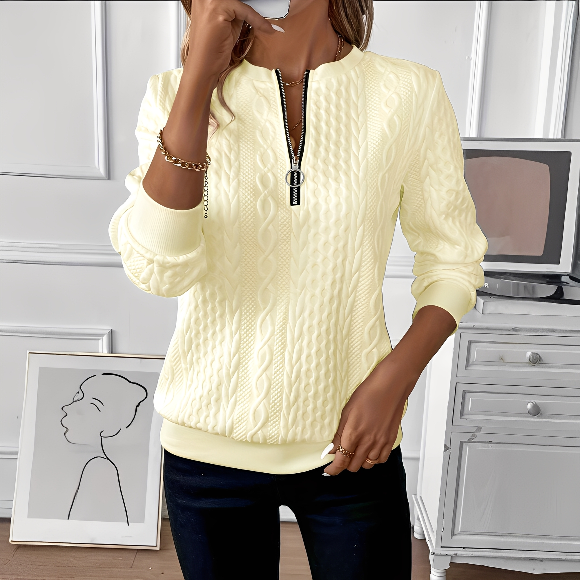 Chesley - Stylowy damski sweter z zamkiem