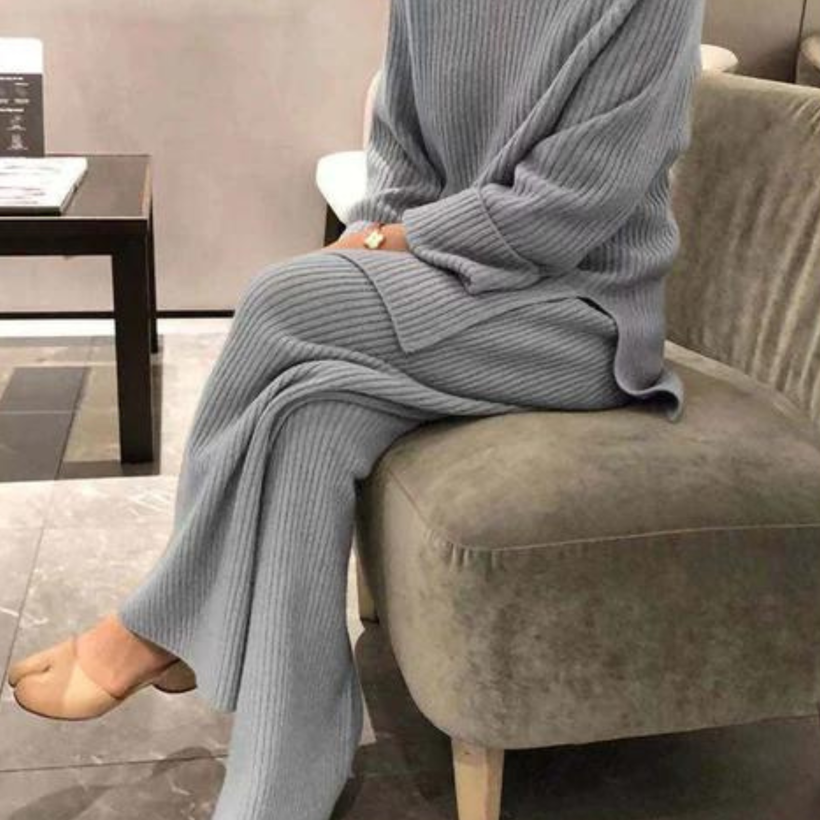 Samantha – Zestaw casualowy z dzianiny sweter i spodnie