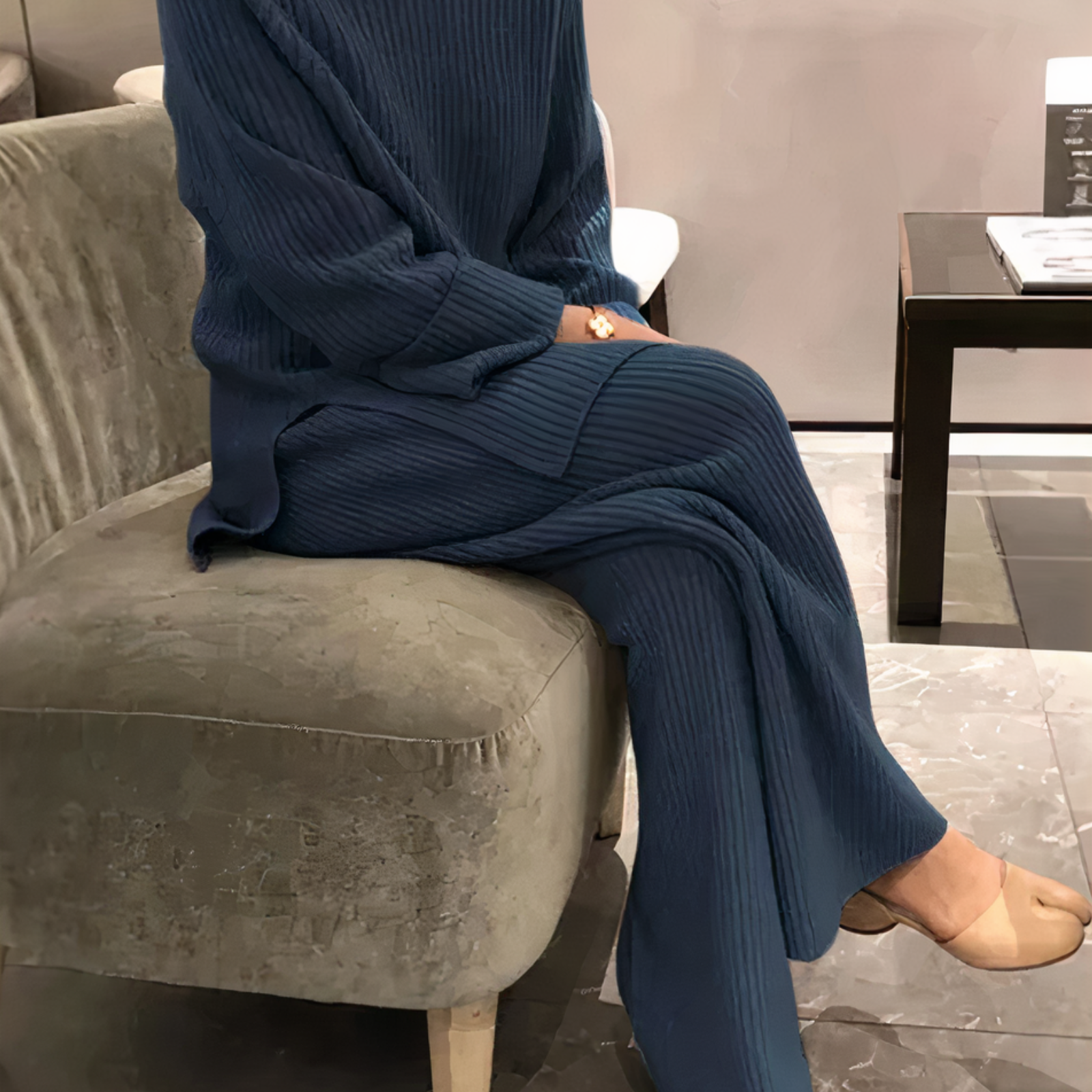 Samantha – Zestaw casualowy z dzianiny sweter i spodnie