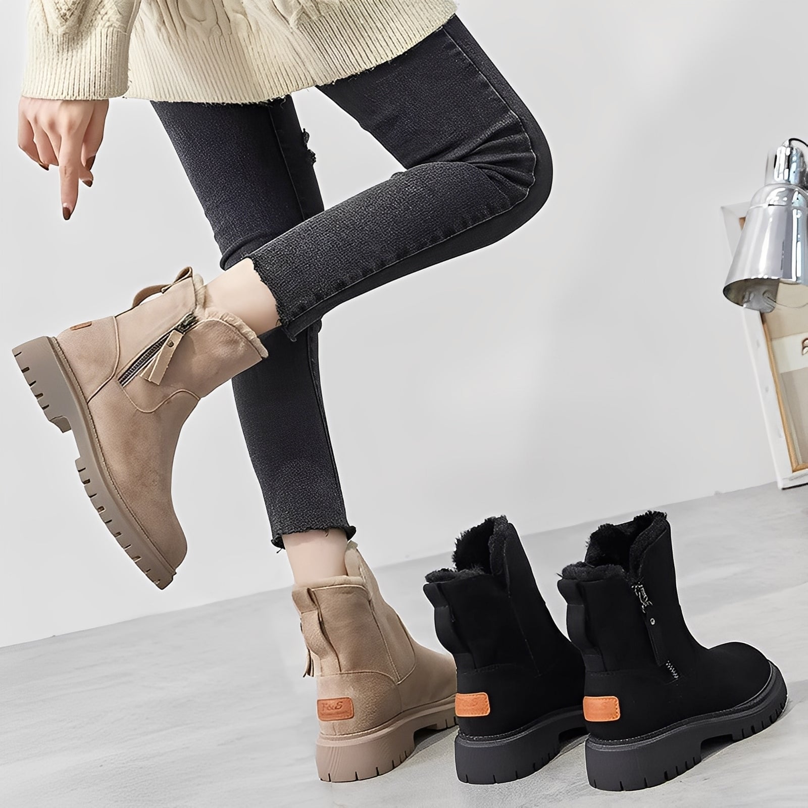 Raschelle - Stylowe, lekkie kobiece buty z polarową wyściółką