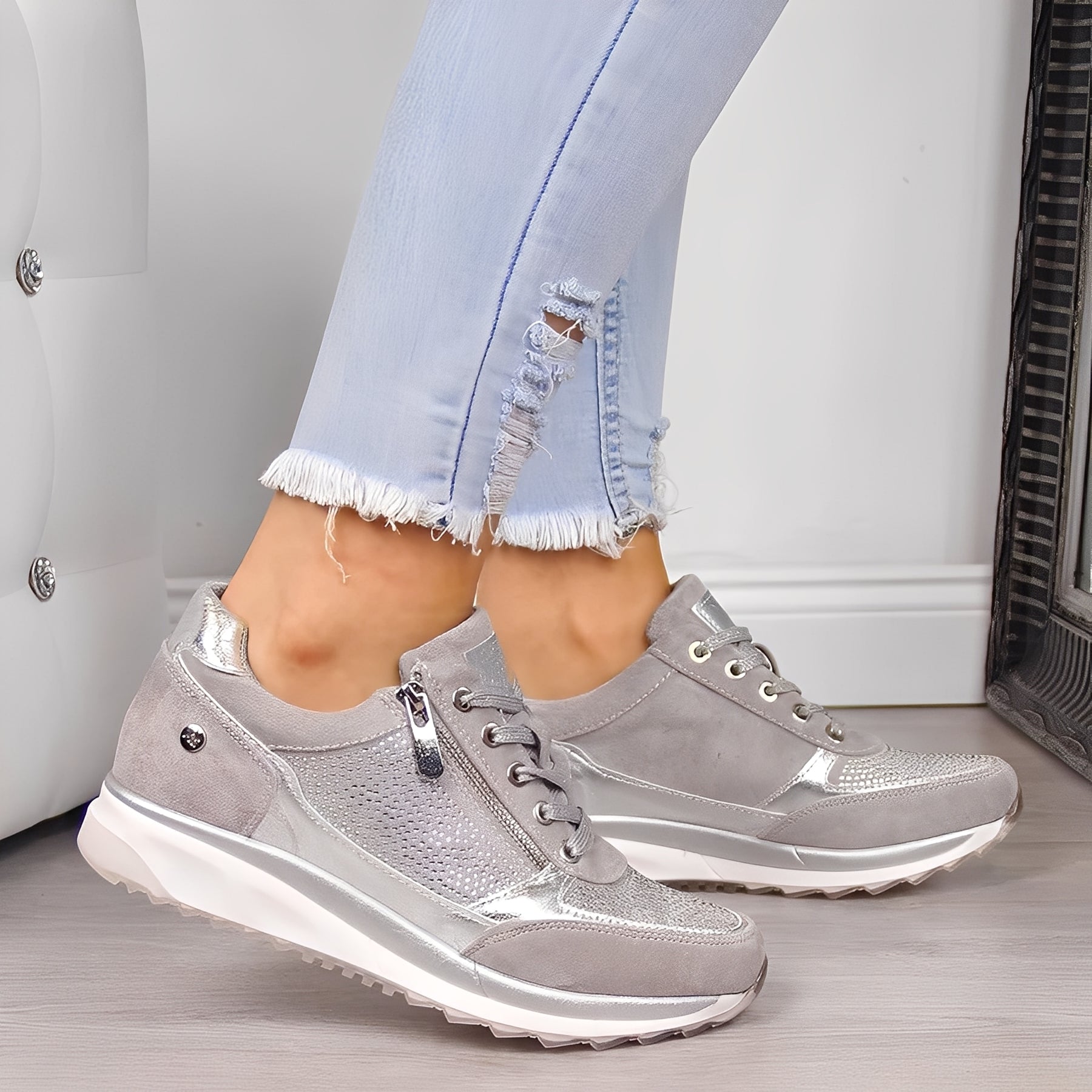 Melanie - Damskie buty sportowe z suwakiem