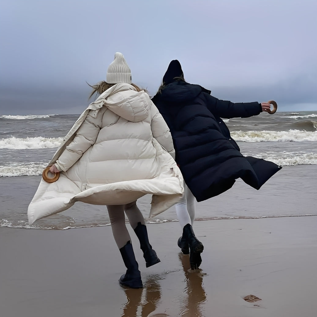 Jacquelyn - Elegancki długi płaszcz z kapturem dla kobiet