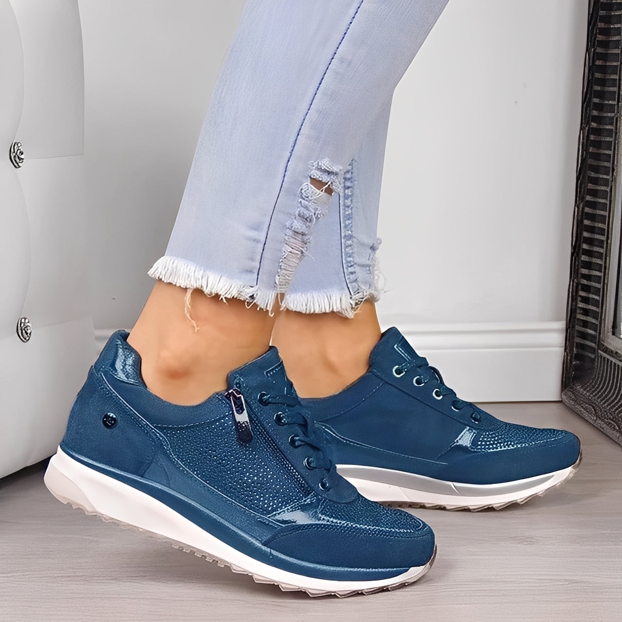 Melanie - Damskie buty sportowe z suwakiem