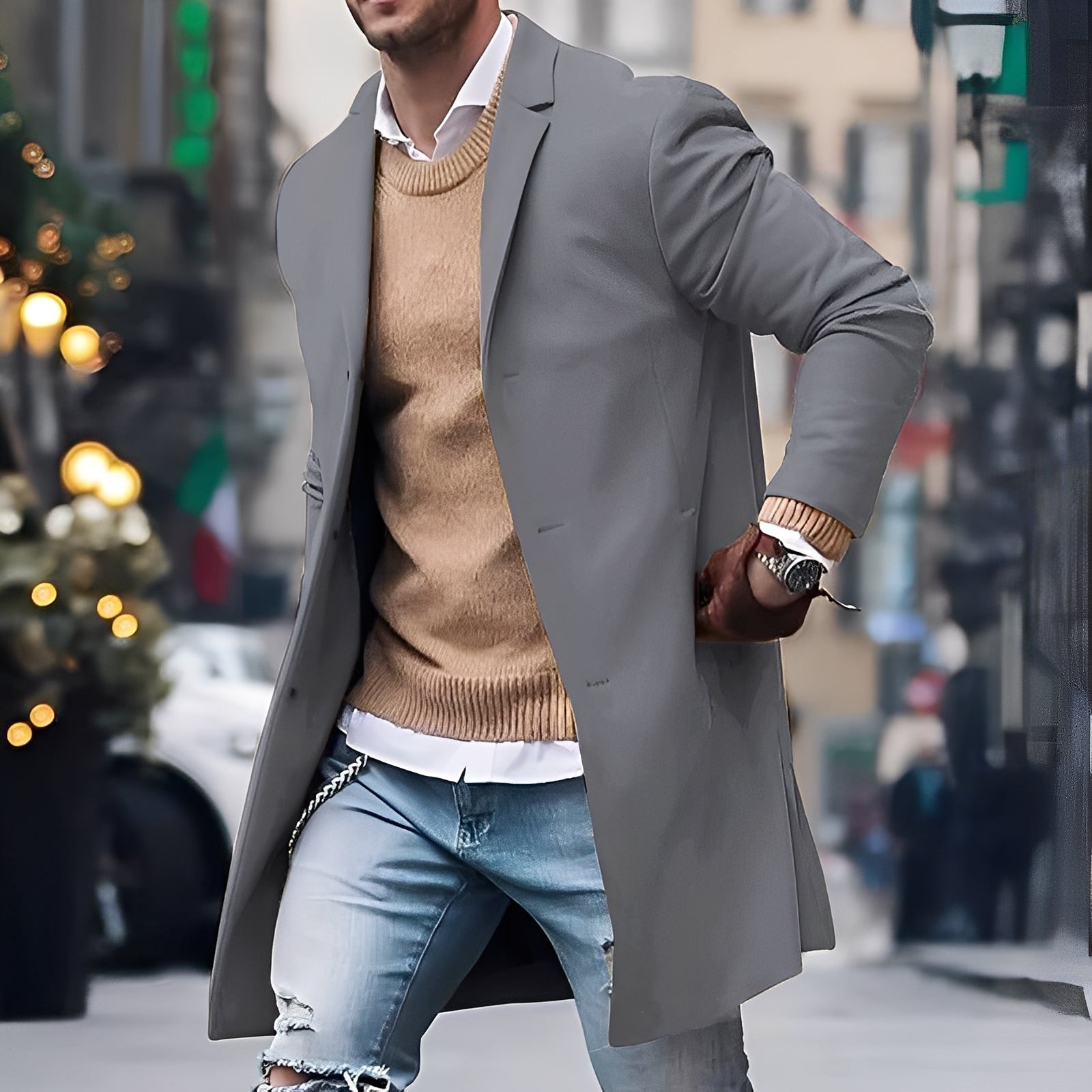 Kenyon - Męski Trencz z Guzikami w Stylu