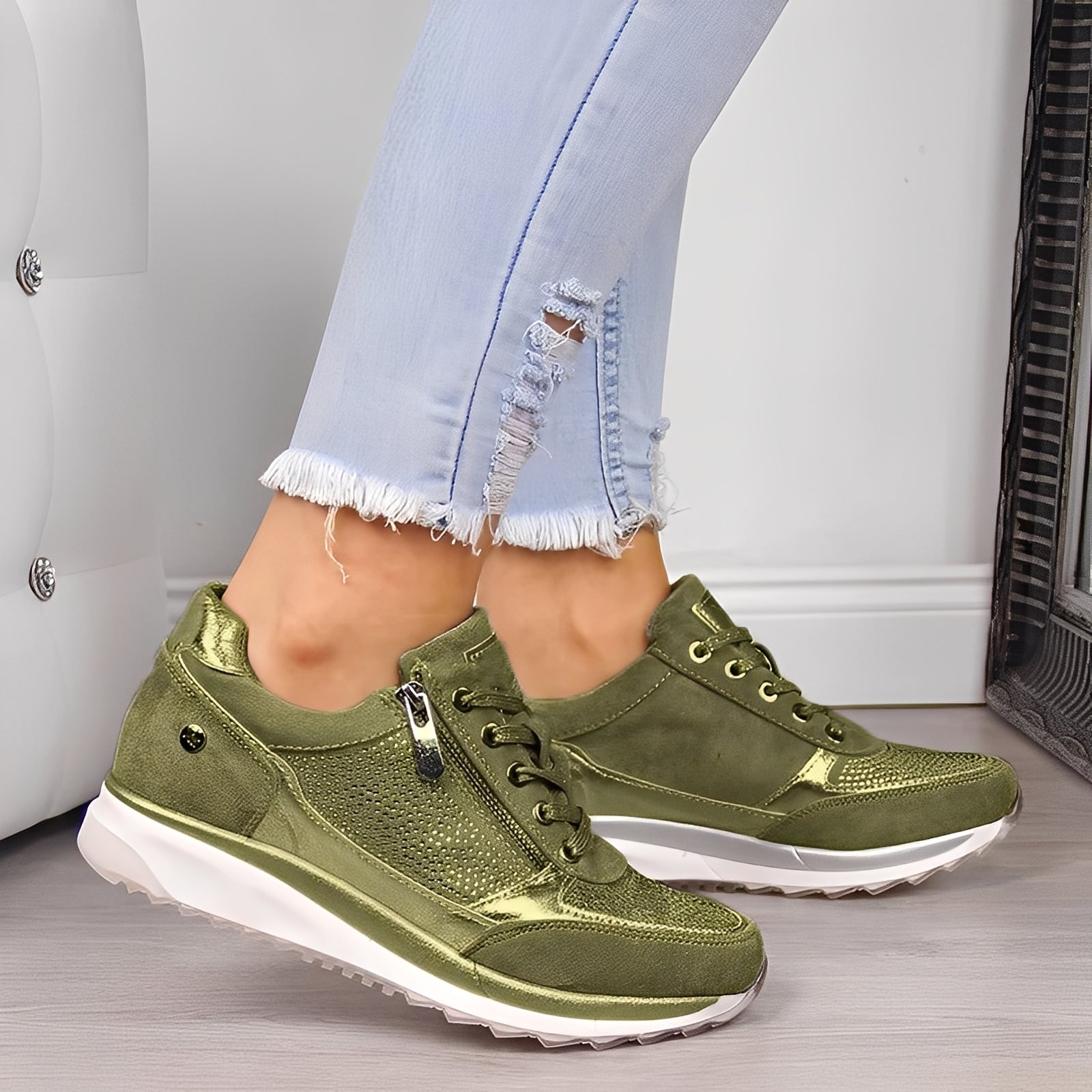 Melanie - Damskie buty sportowe z suwakiem